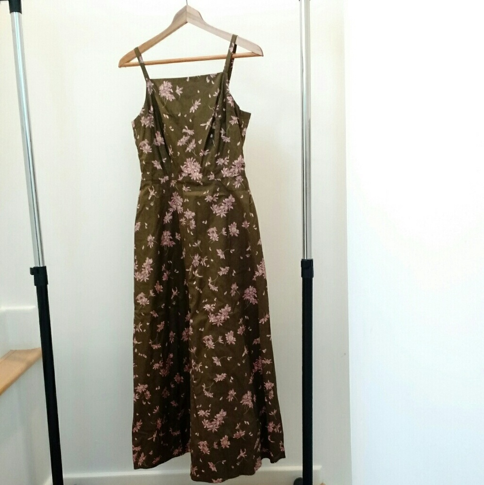Talbot's chocolate brown dress w pink flowers  4